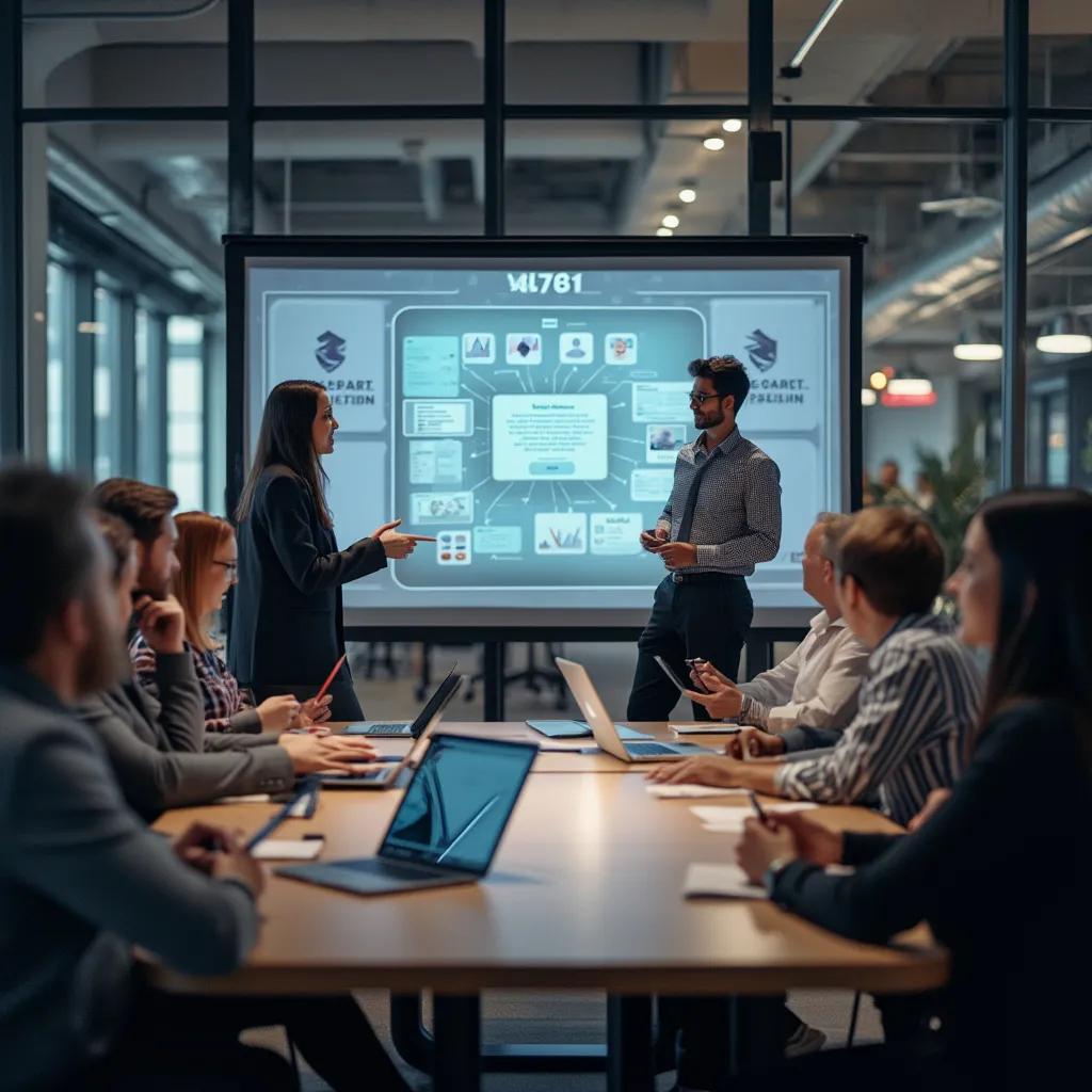 Präsentation eines KI-Projekts vor Teammitgliedern