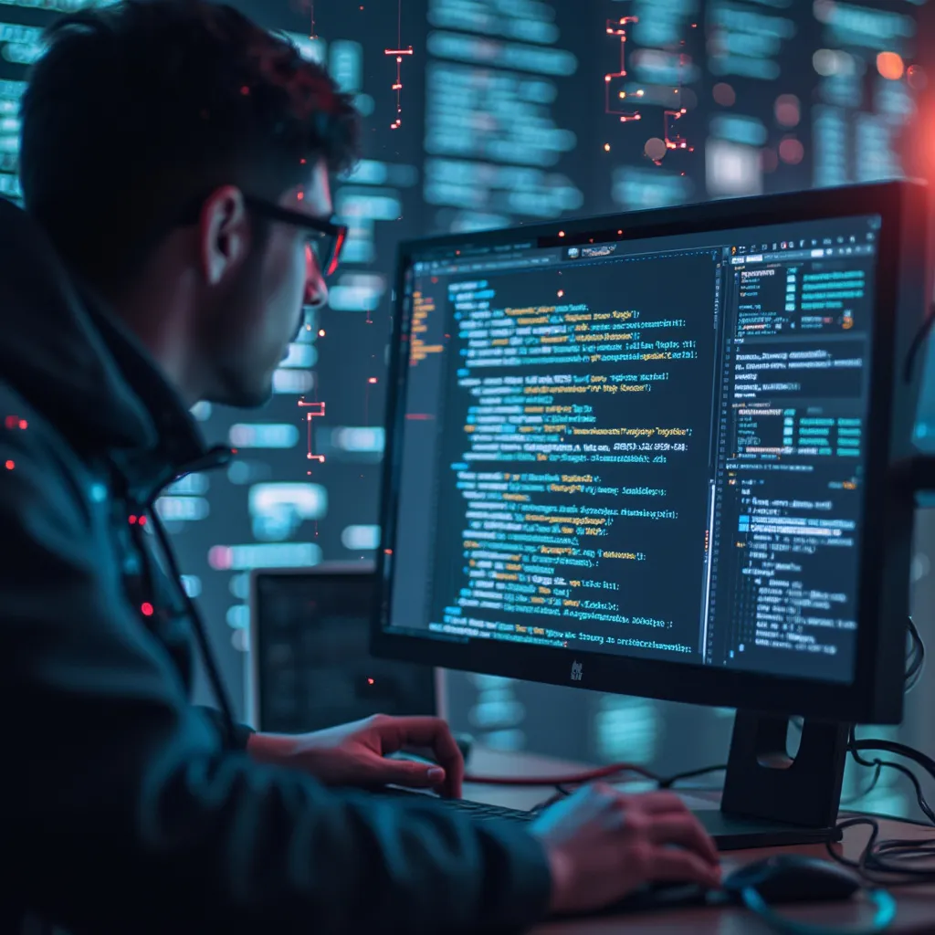 Software-Entwickler bei der Programmierung der Analyse-Algorithmen
