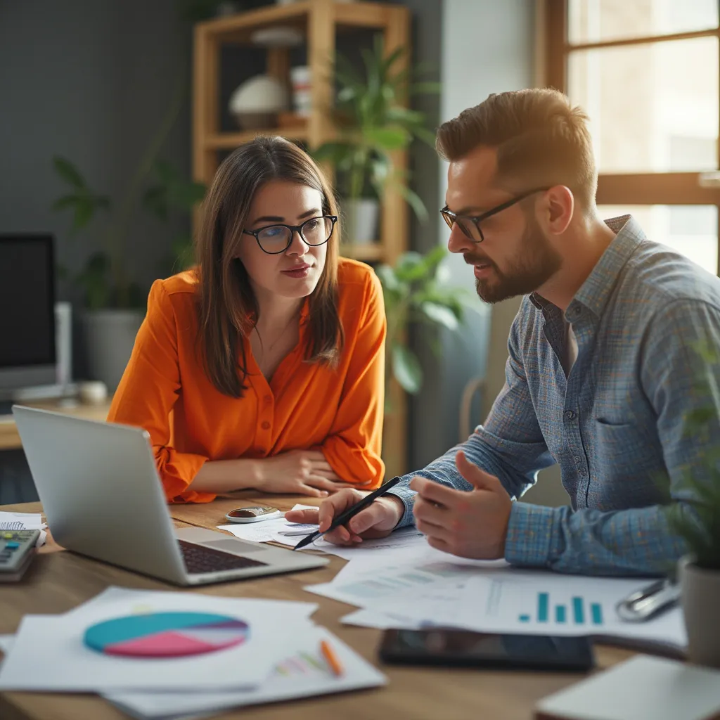 Kundengespräch im modernen Büro mit digitaler Buchhaltungsplattform